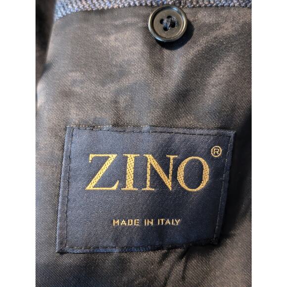 Zino Made in Italy Regent Blue Silk/Wool Two Button Men's Blazer Size 44R - Picture 4 of 8